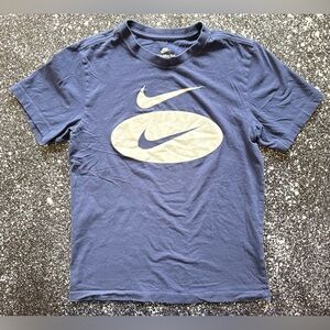 Nike Inverted Double Swoosh Men's Blue T-Shirt Size Small
